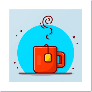 Hot Tea Cartoon Vector Icon Illustration Posters and Art